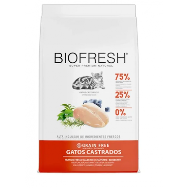 Ração Biofresh Gatos Adultos Castrados Frango Super Premium 7,5 Kg