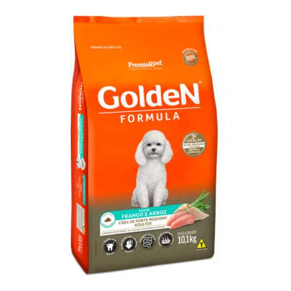 Ração Golden Fórmula Mini Bits para Cães Adultos de Porte Pequeno Sabor Frango e Arroz 10,1kg