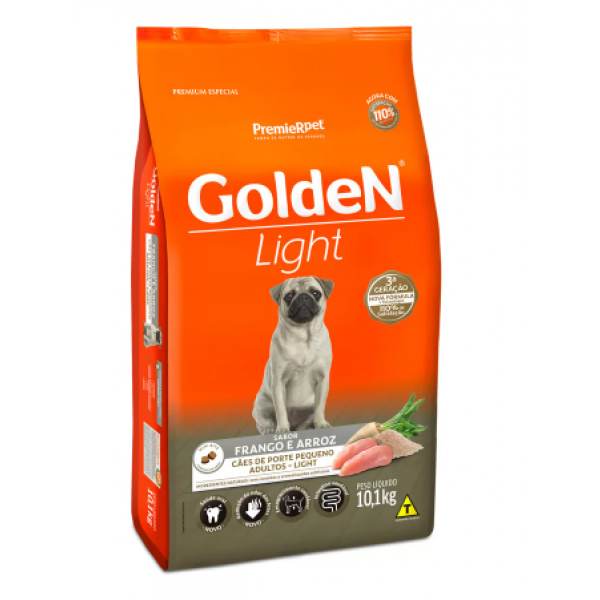 Ração Golden Fórmula Light Mini Bits para Cães Adultos de Porte Pequeno Sabor Frango e Arroz 10,1kg
