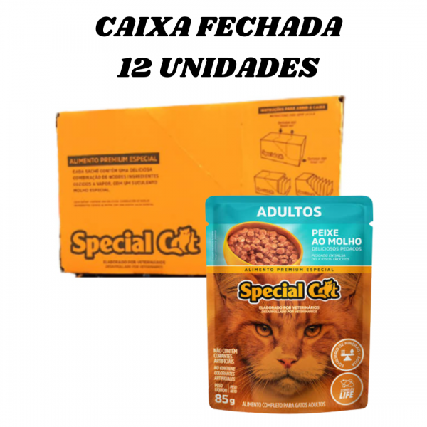12 unidades Sache alimento úmido gatos Premium super saudável sachê special cat Adulto Peixe
