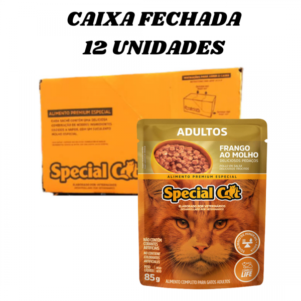 12 unidades Sache alimento úmido gatos Premium super saudável sachê special cat Adulto Frango