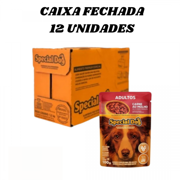 12 unidades Ração úmida Sache Premium Special Dog para cães Adulto carne