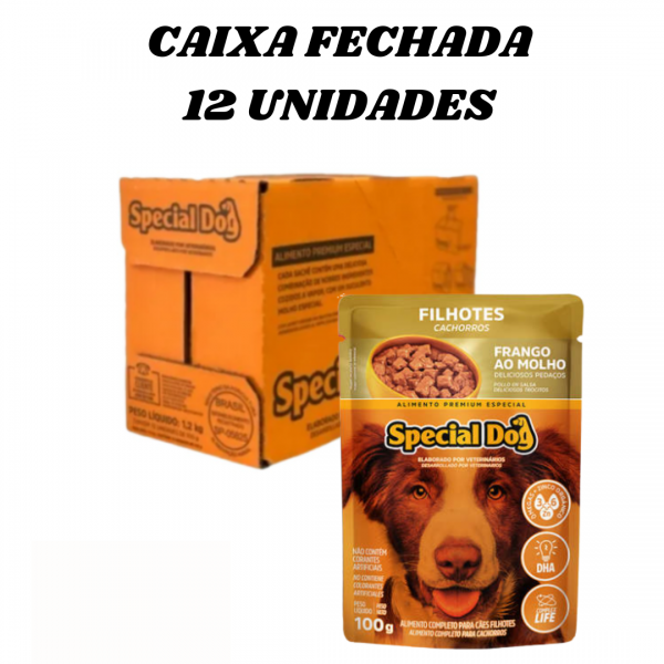 12 unidades Ração úmida Sache Premium Special Dog para cães Filhotes frango