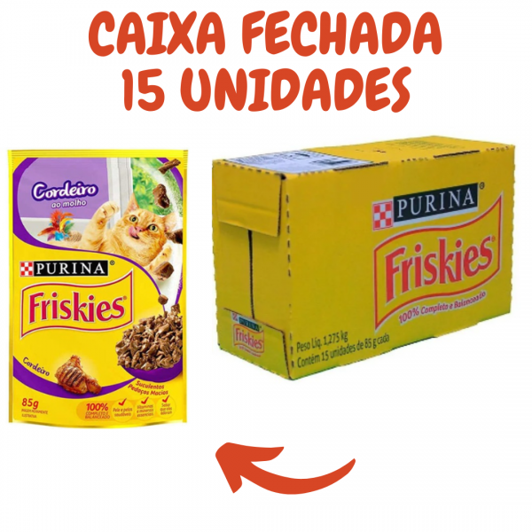 Sachê Friskies Cordeiro 85g caixa fechada com 15 Unidades 