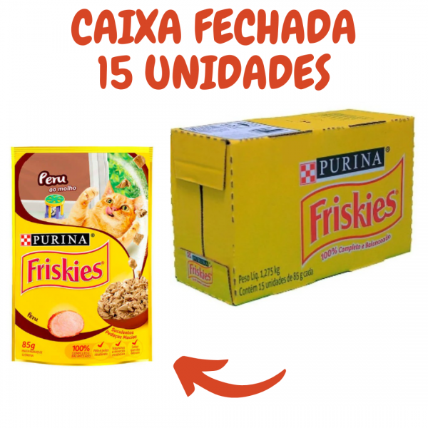 Sachê Friskies Peru  85g caixa fechada com 15 Unidades 