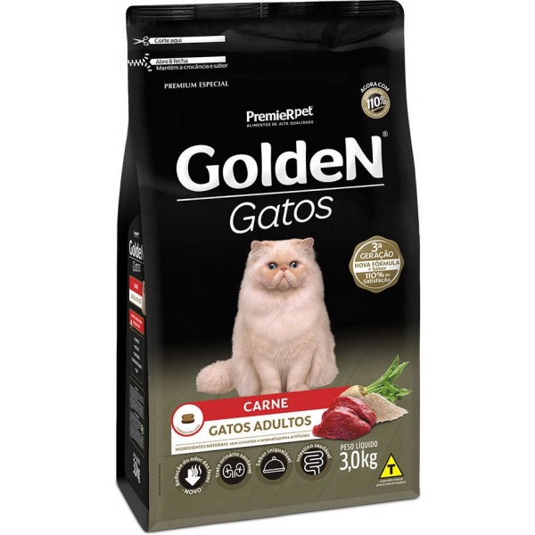 Ração Seca PremieR Pet Golden Gatos Adultos Carne 3kg