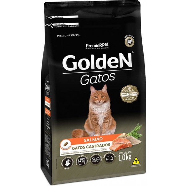 Ração Seca PremieR Pet Golden Salmão para Gatos Adultos Castrados