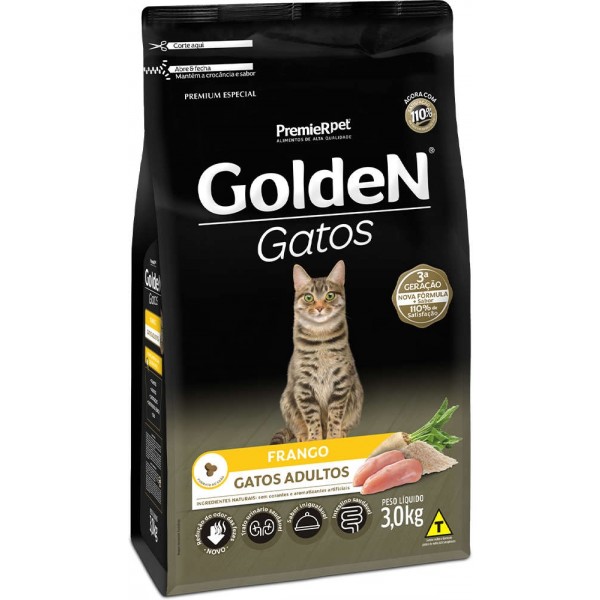 Ração Seca PremieR Pet Golden Gatos Adultos Frango 3kg