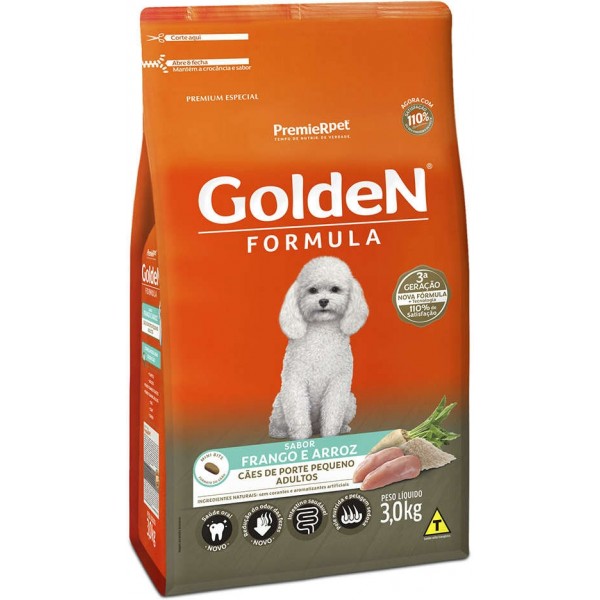 Ração Premier Golden Formula Cães Adultos Frango e Arroz Mini Bits 3kg