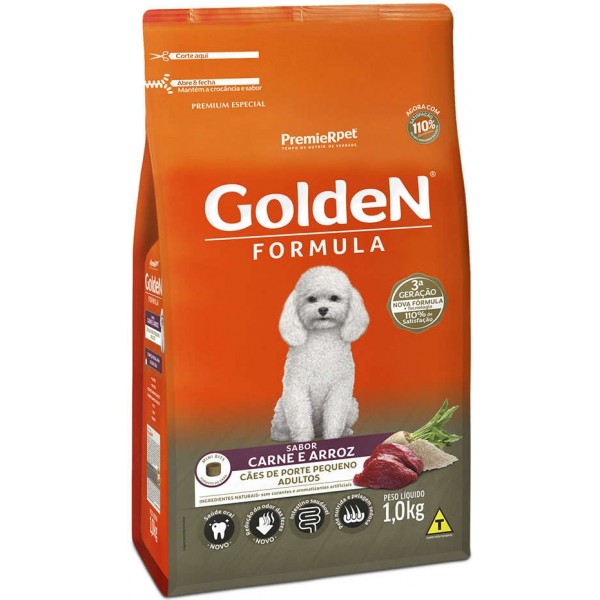 Ração Seca PremieR Pet Golden Formula Carne e Arroz para Cães Adultos de Raças Pequenas