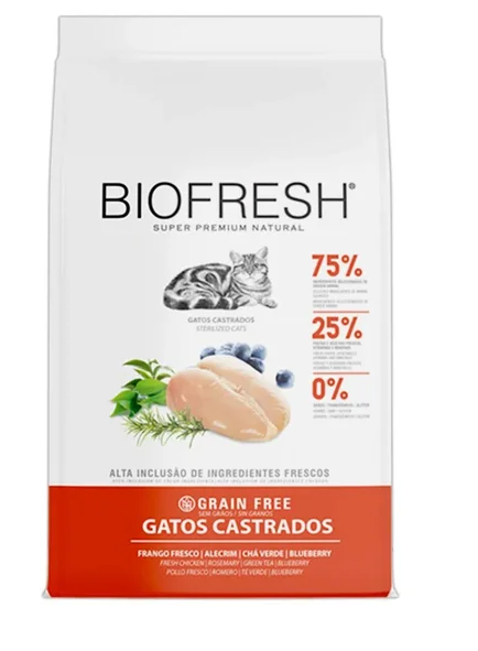 Ração Biofresh Gatos Adultos Castrados Frango Super Premium 7,5 Kg