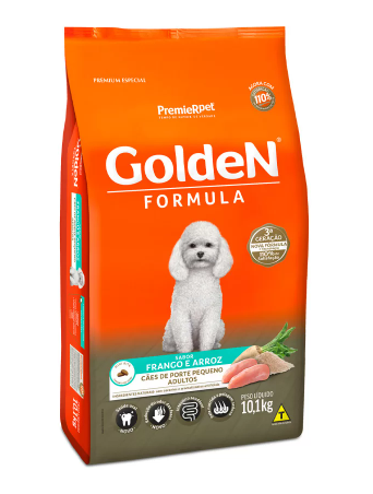 Ração Golden Fórmula Mini Bits para Cães Adultos de Porte Pequeno Sabor Frango e Arroz 10,1kg