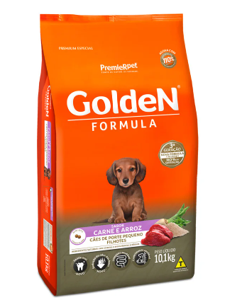 Ração Golden Fórmula Mini Bits para Cães Filhotes de Porte Pequeno Sabor Carne e Arroz