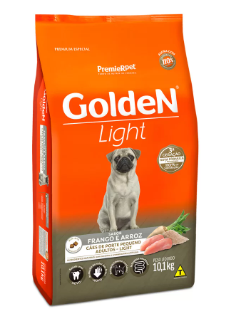 Ração Golden Fórmula Light Mini Bits para Cães Adultos de Porte Pequeno Sabor Frango e Arroz 10,1kg