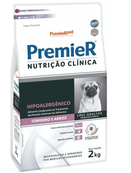Ração Premier Nutrição Clínica Hipoalergênico Cordeiro e Arroz para Cães Adultos Pequeno Porte 2kg