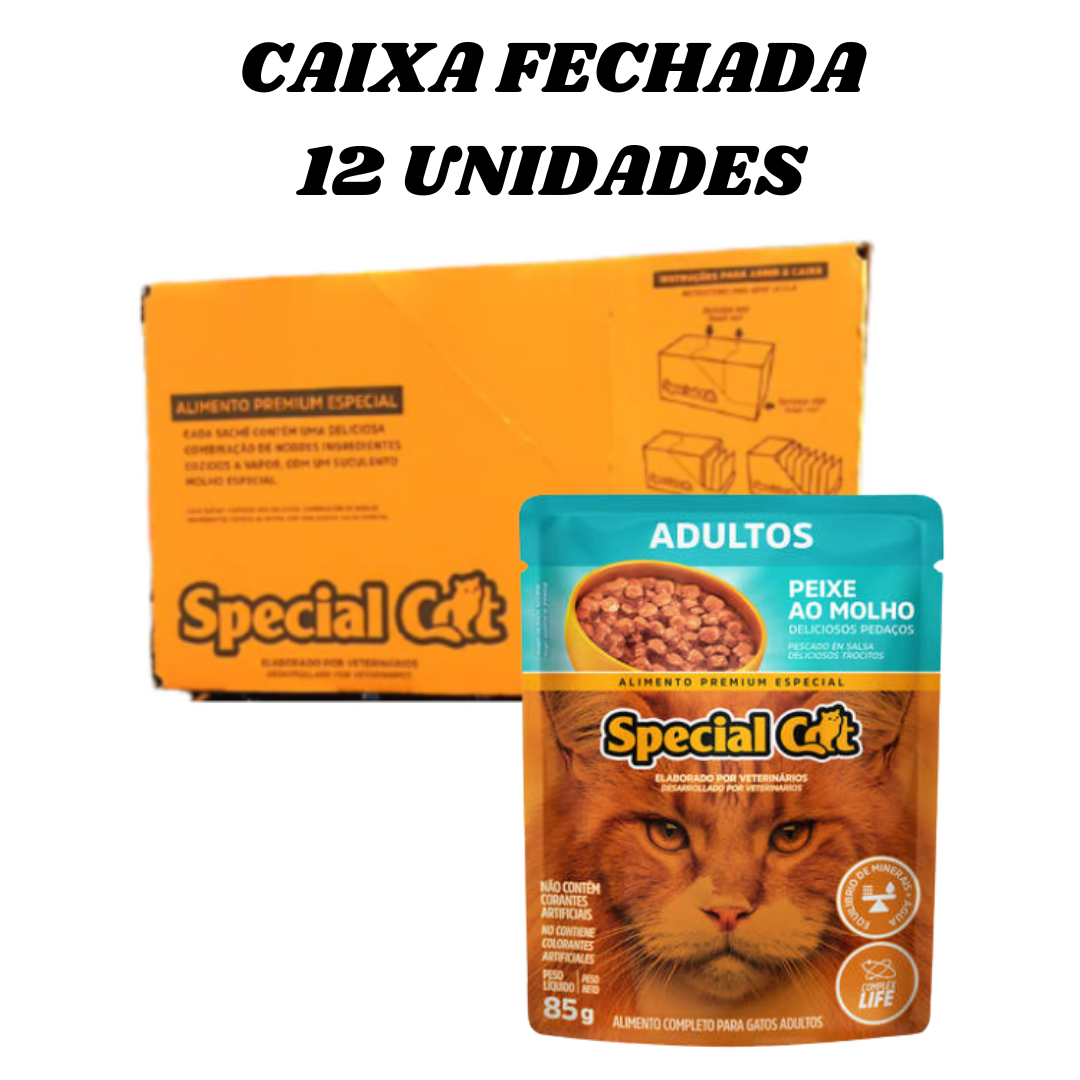 12 unidades Sache alimento úmido gatos Premium super saudável sachê special cat Adulto Peixe