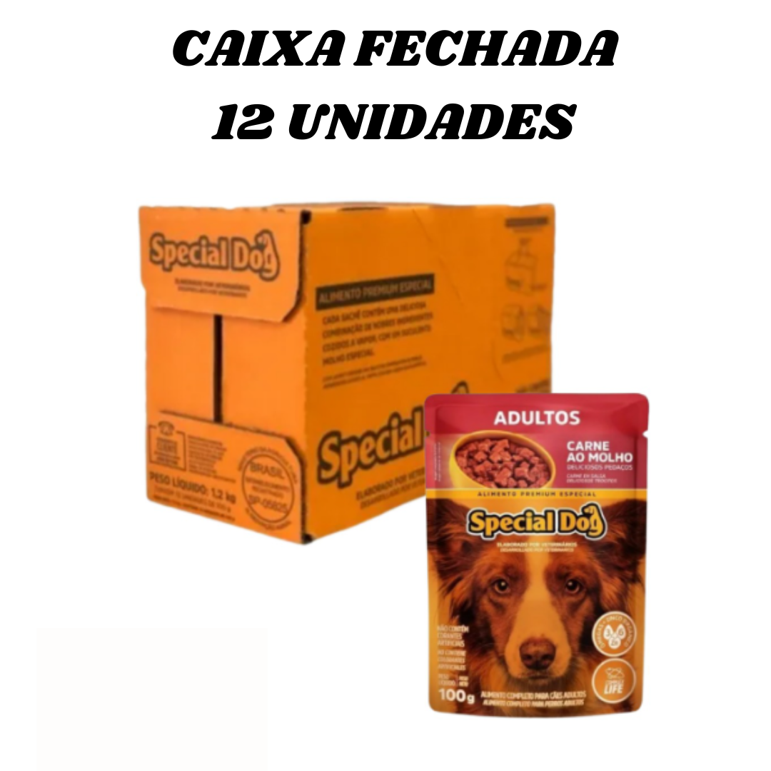 12 unidades Ração úmida Sache Premium Special Dog para cães Adulto carne
