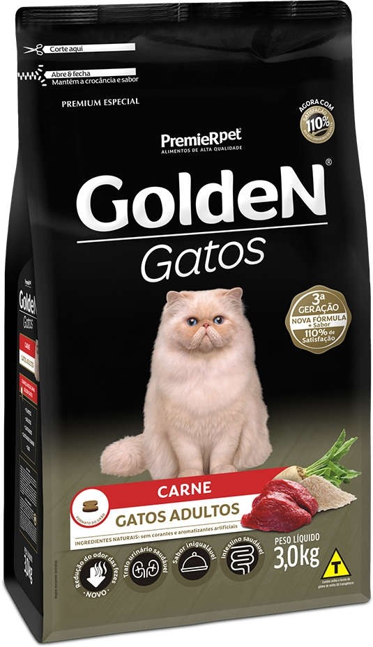 Ração Seca PremieR Pet Golden Gatos Adultos Carne 3kg