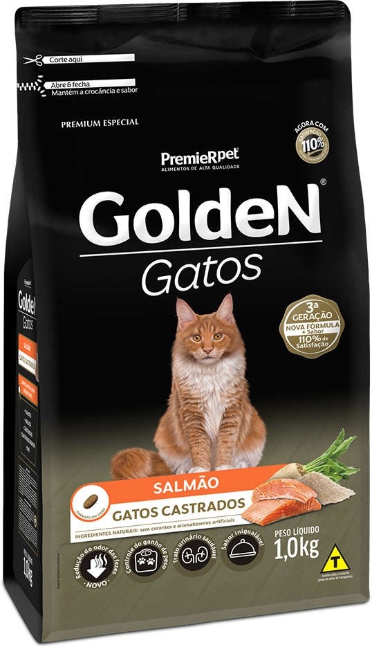 Ração Seca PremieR Pet Golden Salmão para Gatos Adultos Castrados