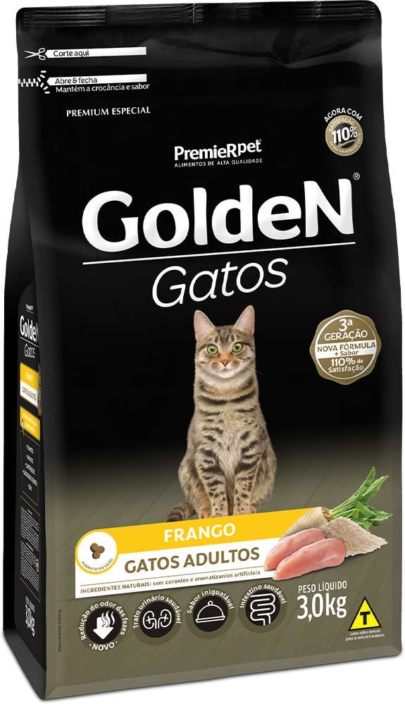 Ração Seca PremieR Pet Golden Gatos Adultos Frango 3kg