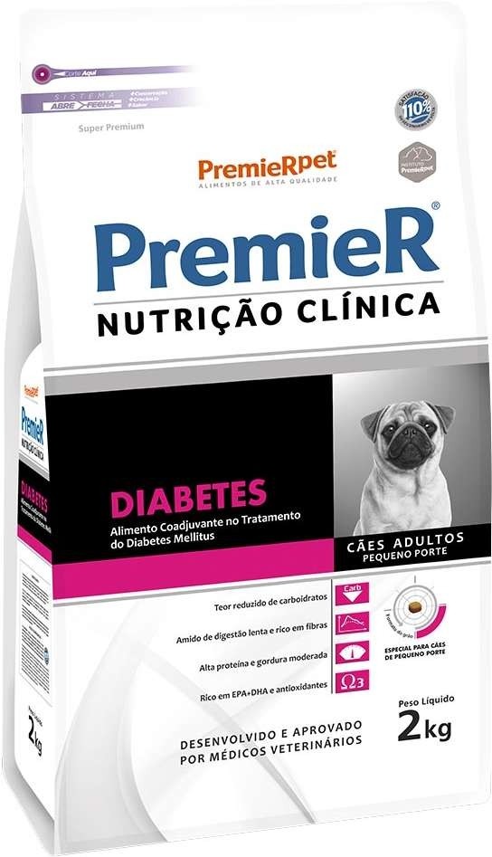 Ração Premier Pet Nutrição Clínica Diabetes para Cães Adultos Pequeno Porte 2kg