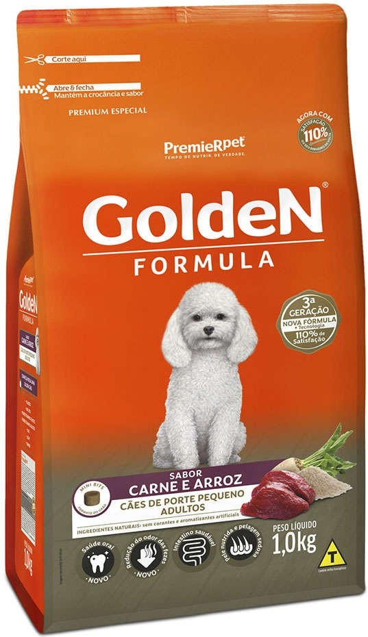 Ração Seca PremieR Pet Golden Formula Carne e Arroz para Cães Adultos de Raças Pequenas